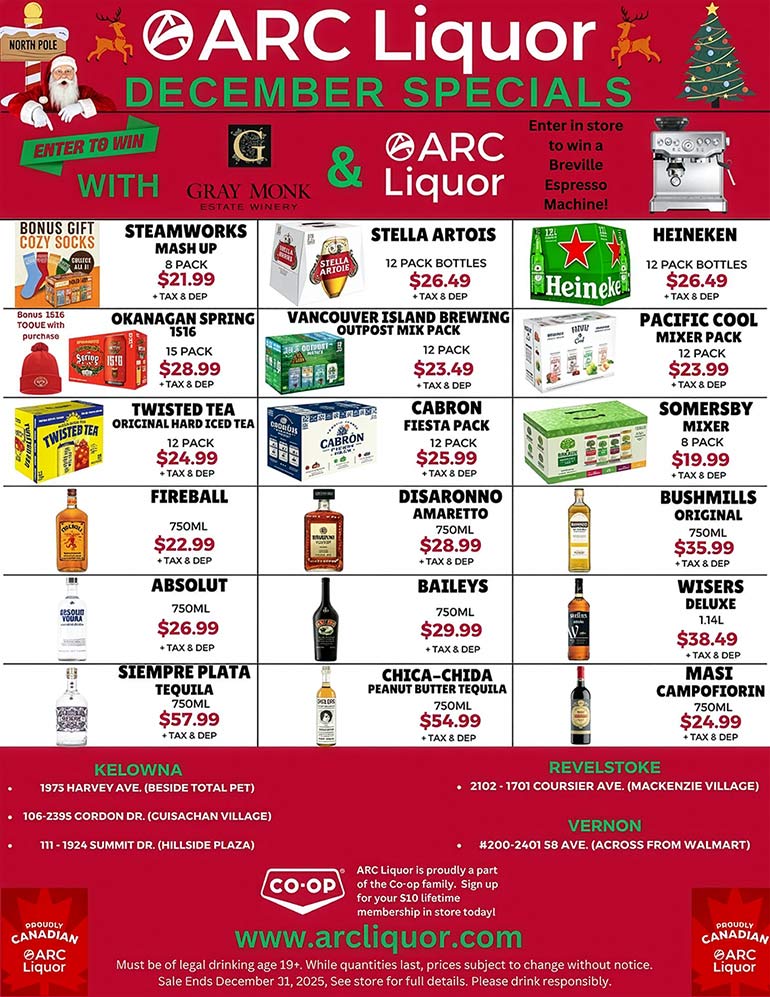 ARC Liquor December Specials Flyer