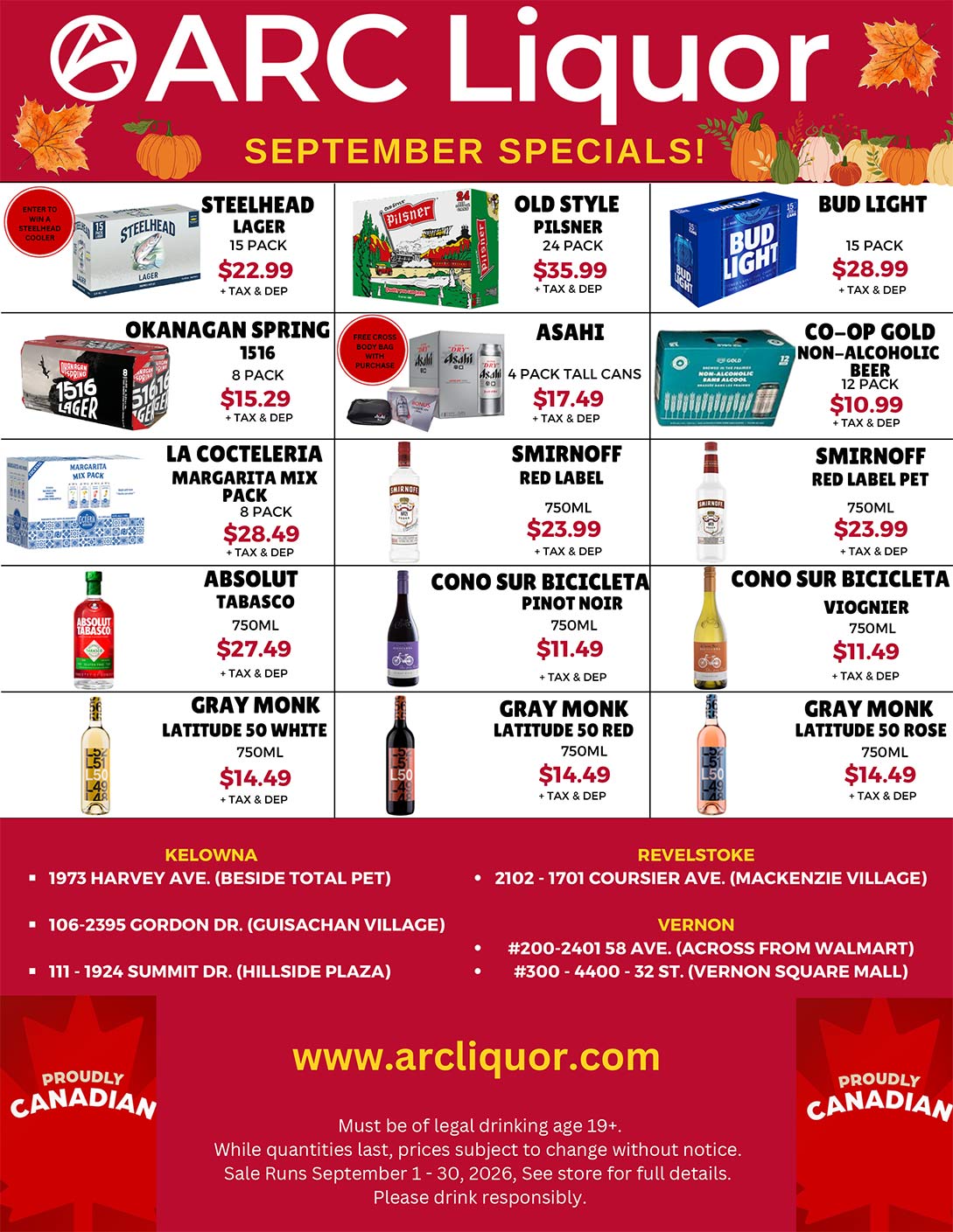 ARC Liquor September monthly Specials Flyer