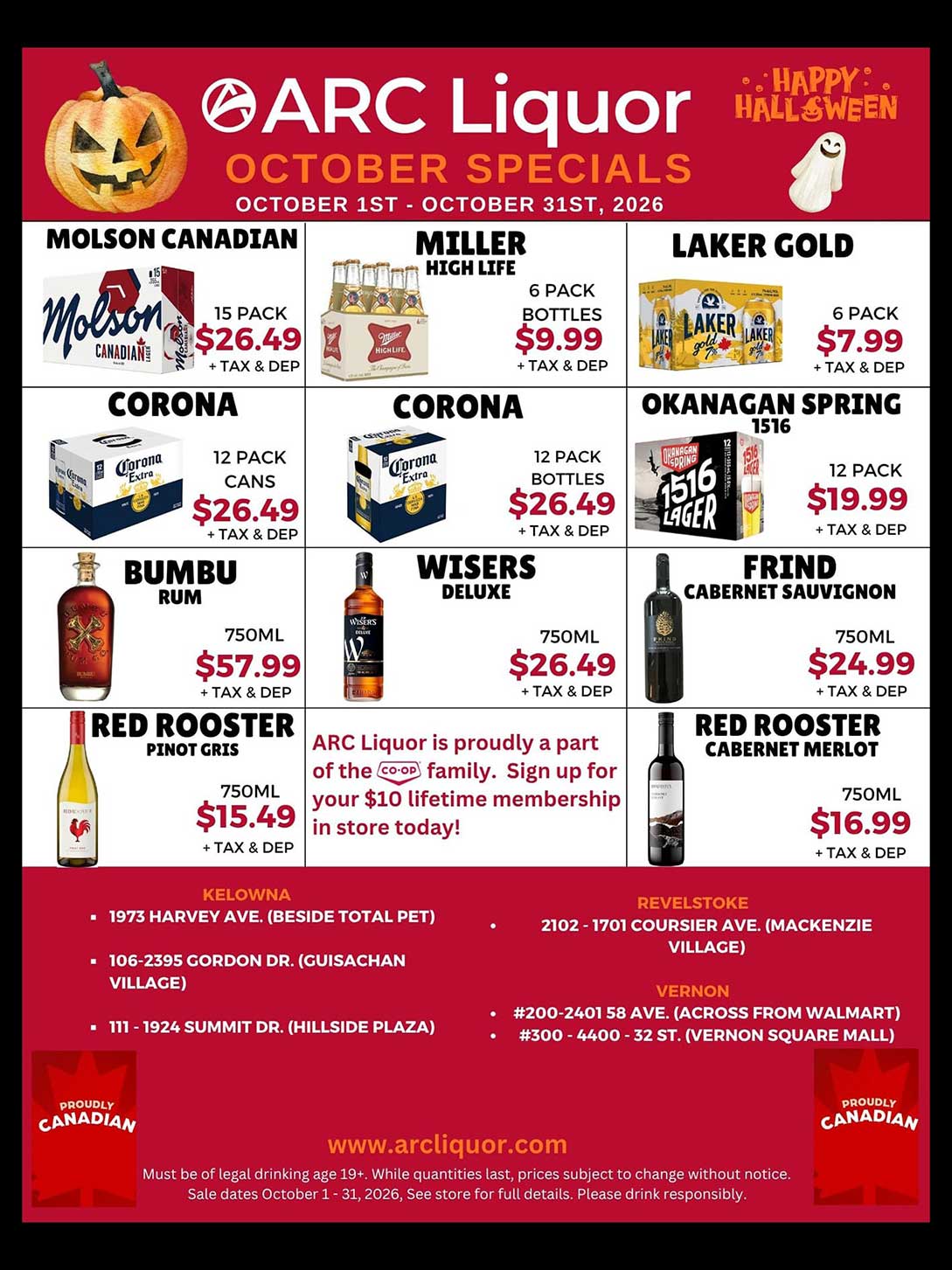 ARC Liquor October monthly Specials Flyer
